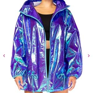Oversized iridescent raincoat